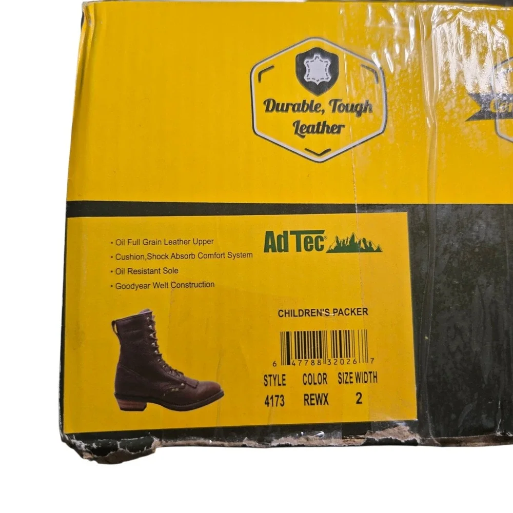 AdTec Children's Leather Packer Boot shoes Chestnut Brown 4173 Size 2